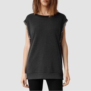 All Saints Black Sleeveless Sweater Chain Detail Top - Size 6
